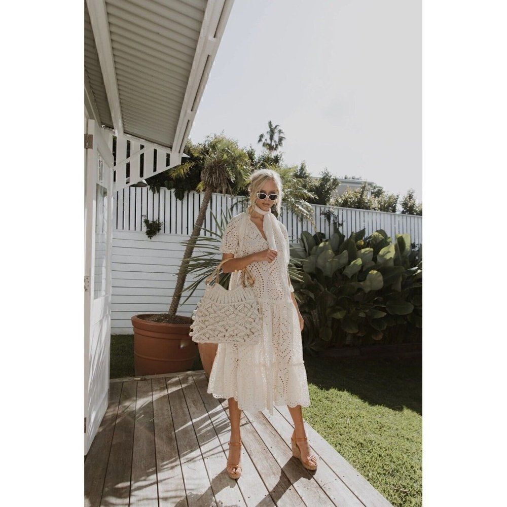 NEW SPELL & THE GYPSYβCOLLECTIVE Sz XS FAIRYTALE ANGLAISE GOWN EYELET MIDIβDRESS